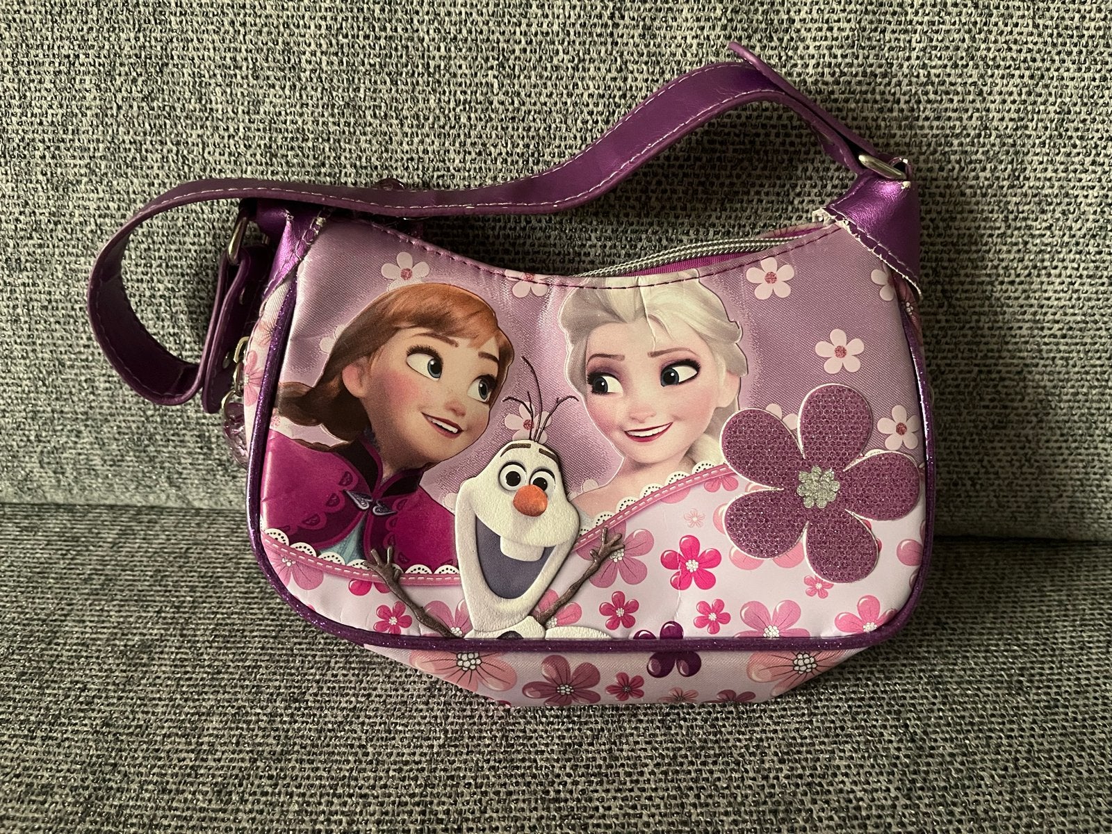 Frozen handtasje voor meisjes - Anna, Elsa en Olaf, Ophalen of Verzenden, Gebruikt, Paars, Handtas
