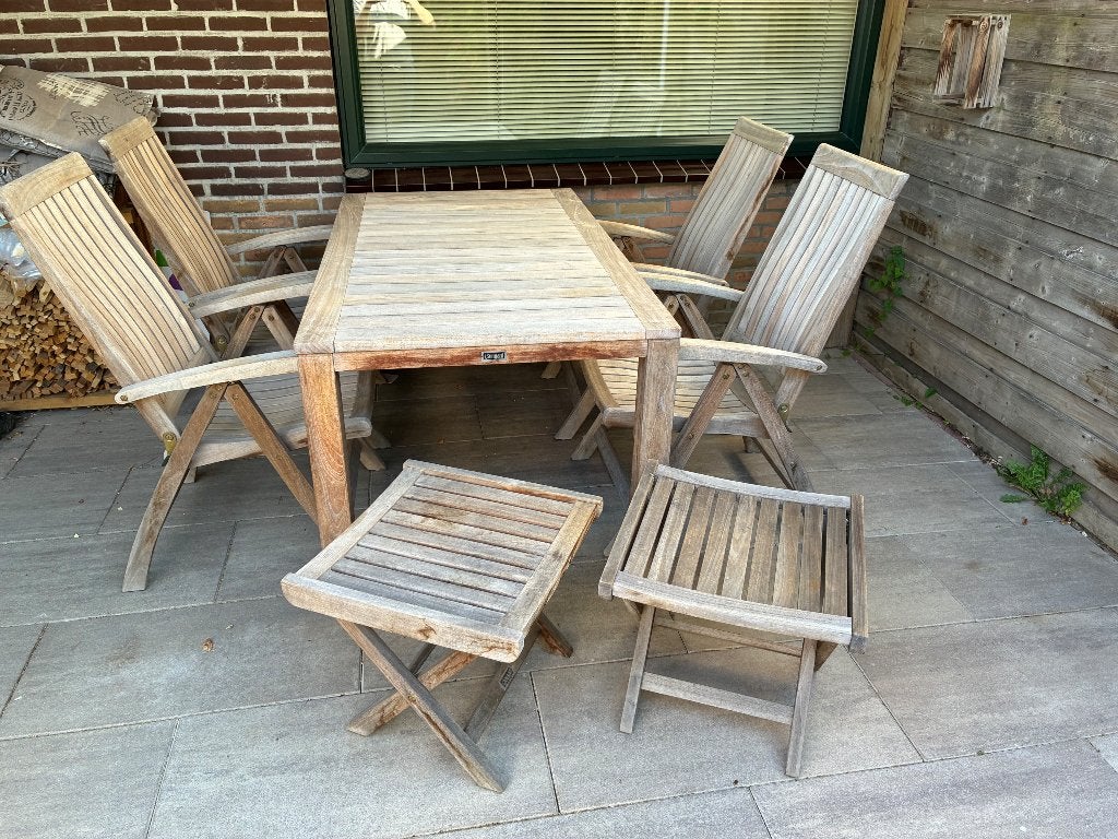 Teak tuinset Sunyard, Ophalen, 4 zitplaatsen, Gebruikt, Teakhout
