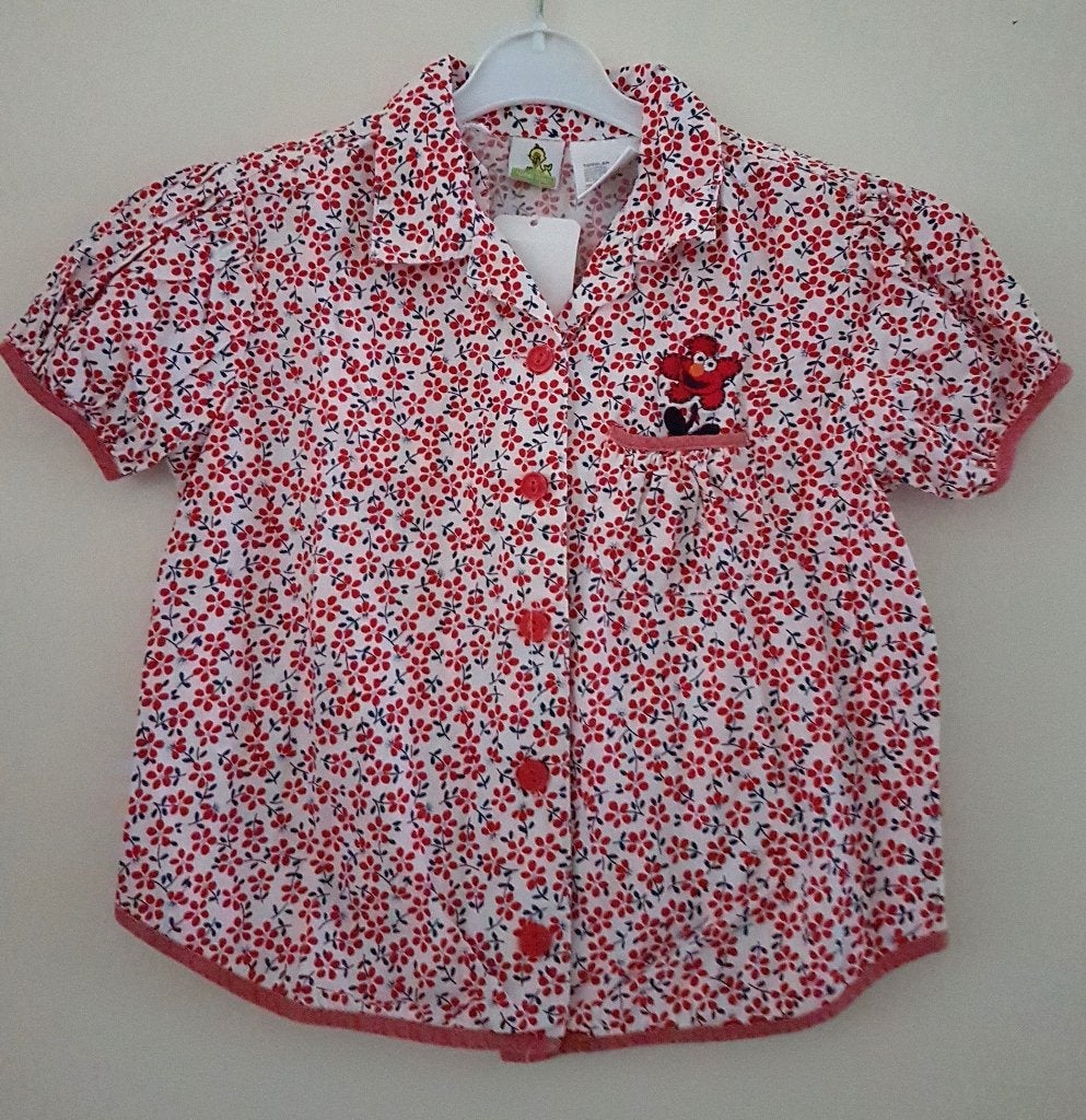 Wit/rood Elmo bloesje maat 110 *NIEUW* (0587), Meisje, Overhemd of Blouse, Nieuw, Ophalen of Verzenden