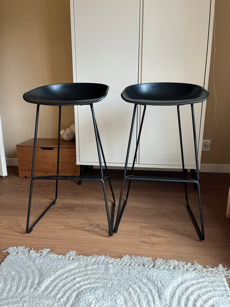 2x Hay barkrukken 75cm zwart onderstel AAS38 Black, Ophalen, Kunststof, 60 tot 90 cm, Zo goed als nieuw