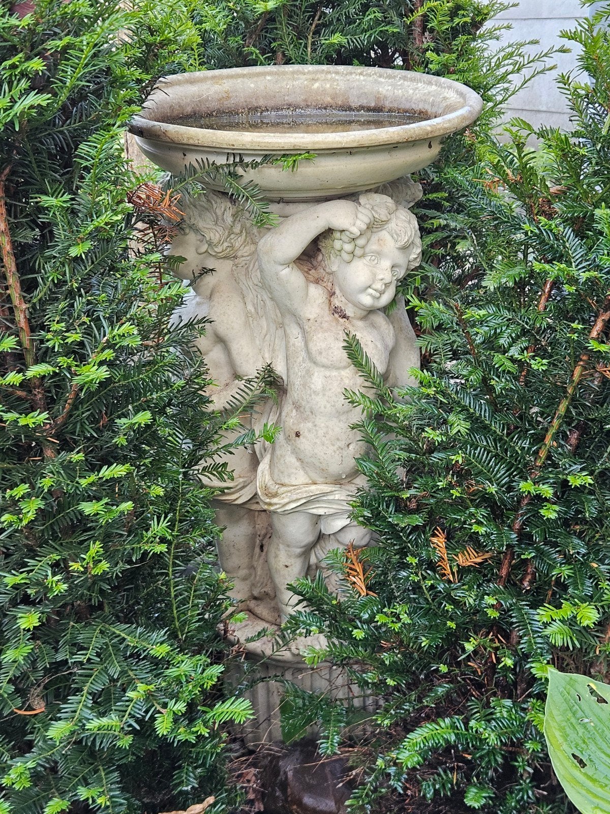 Vogelbad met Engelen Ornament - Tuindecoratie, Tuin en Terras, Ophalen, Gebruikt, Kunststof, Engelenbeeld