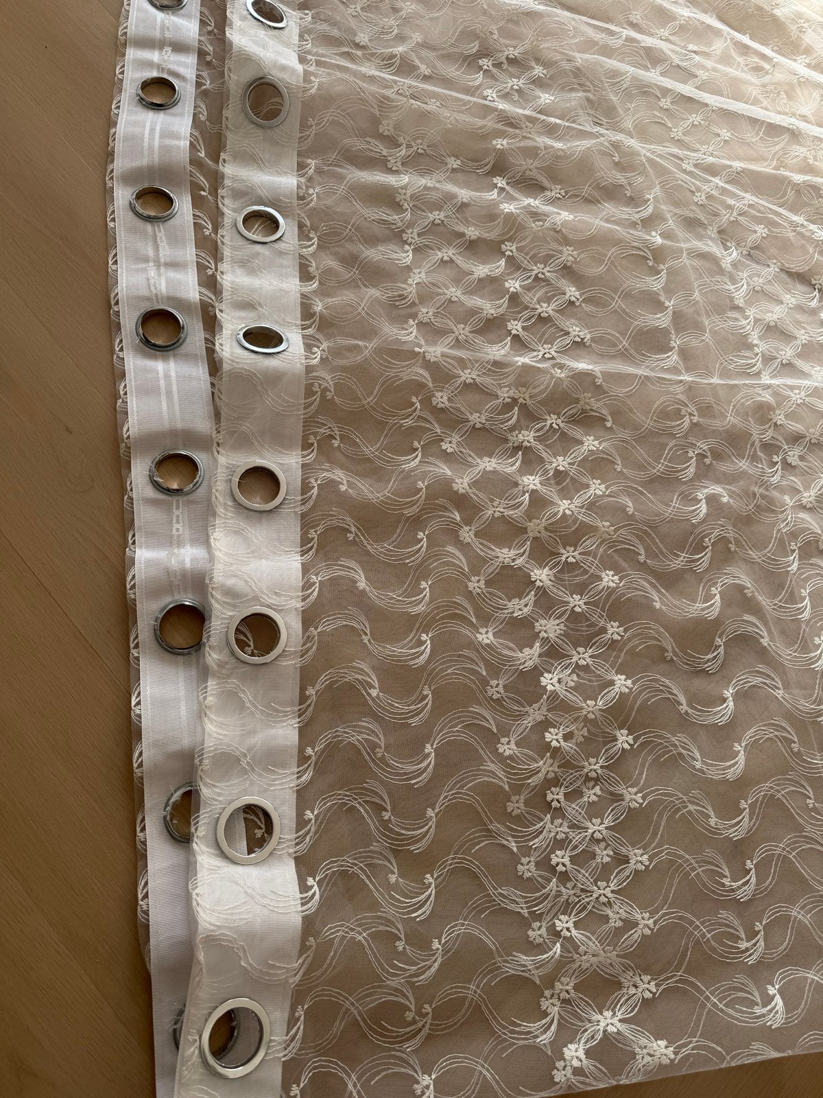 Vitrage met ringen - Lichtdoorlatend en decoratief, 216 cm, 484 cm, Ophalen of Verzenden, Crème