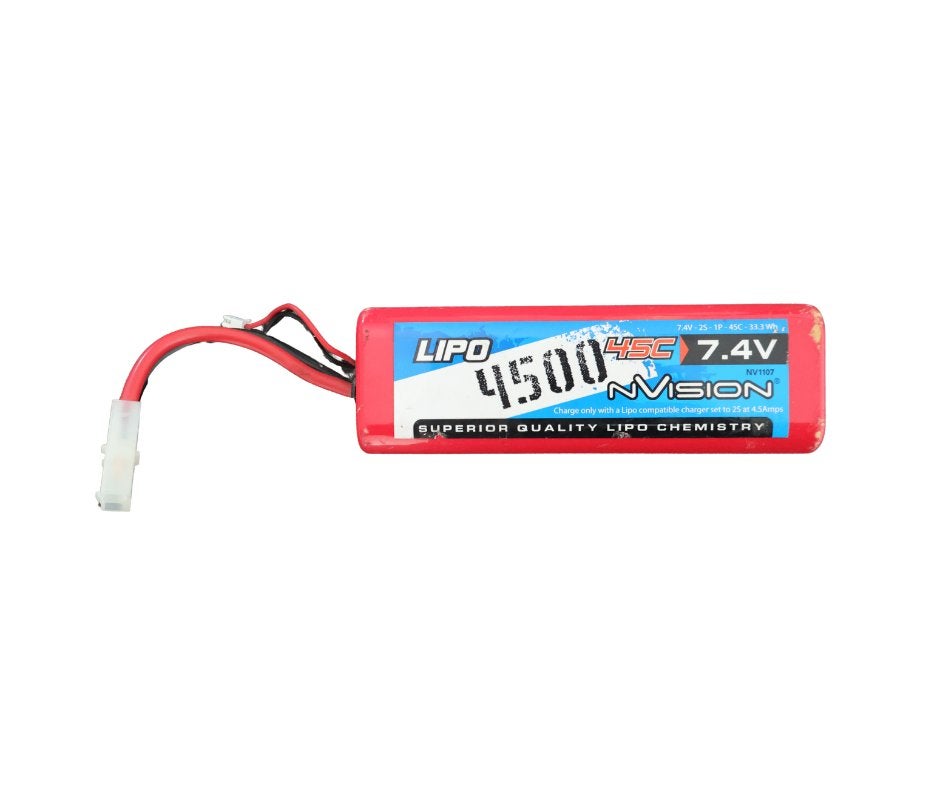Lipo 4500 45C 7.4V Nvision lipo, Ophalen of Verzenden, Gebruikt, Overige schalen, Onderdeel