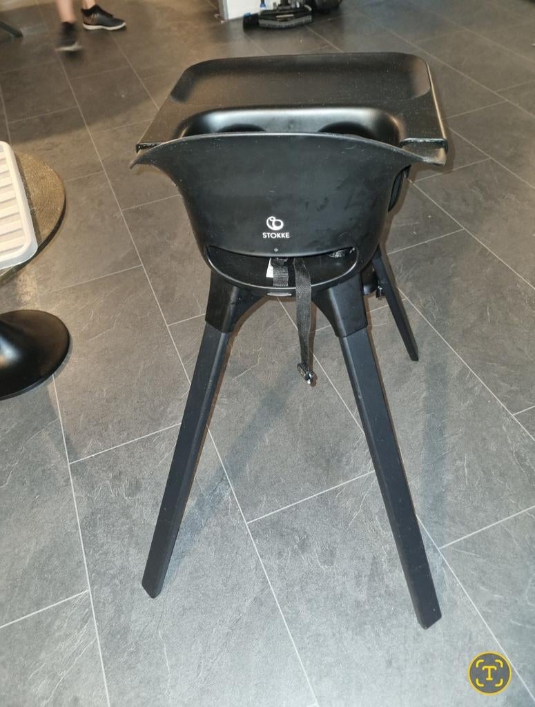 Stokke kinderstoel met eetblad - Zwart, Ophalen, Gebruikt, Meegroeistoel, Gordel(s)