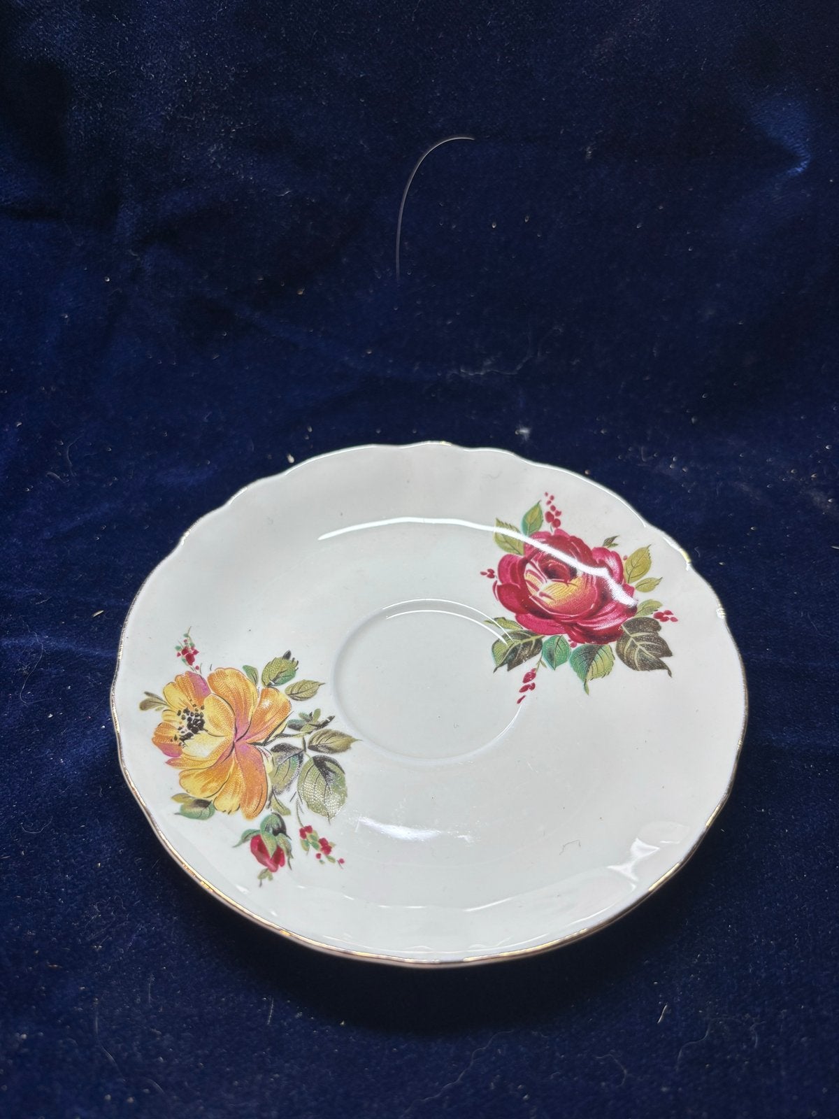 Antiek Engels Schoteltje met Bloemmotief, Ophalen of Verzenden