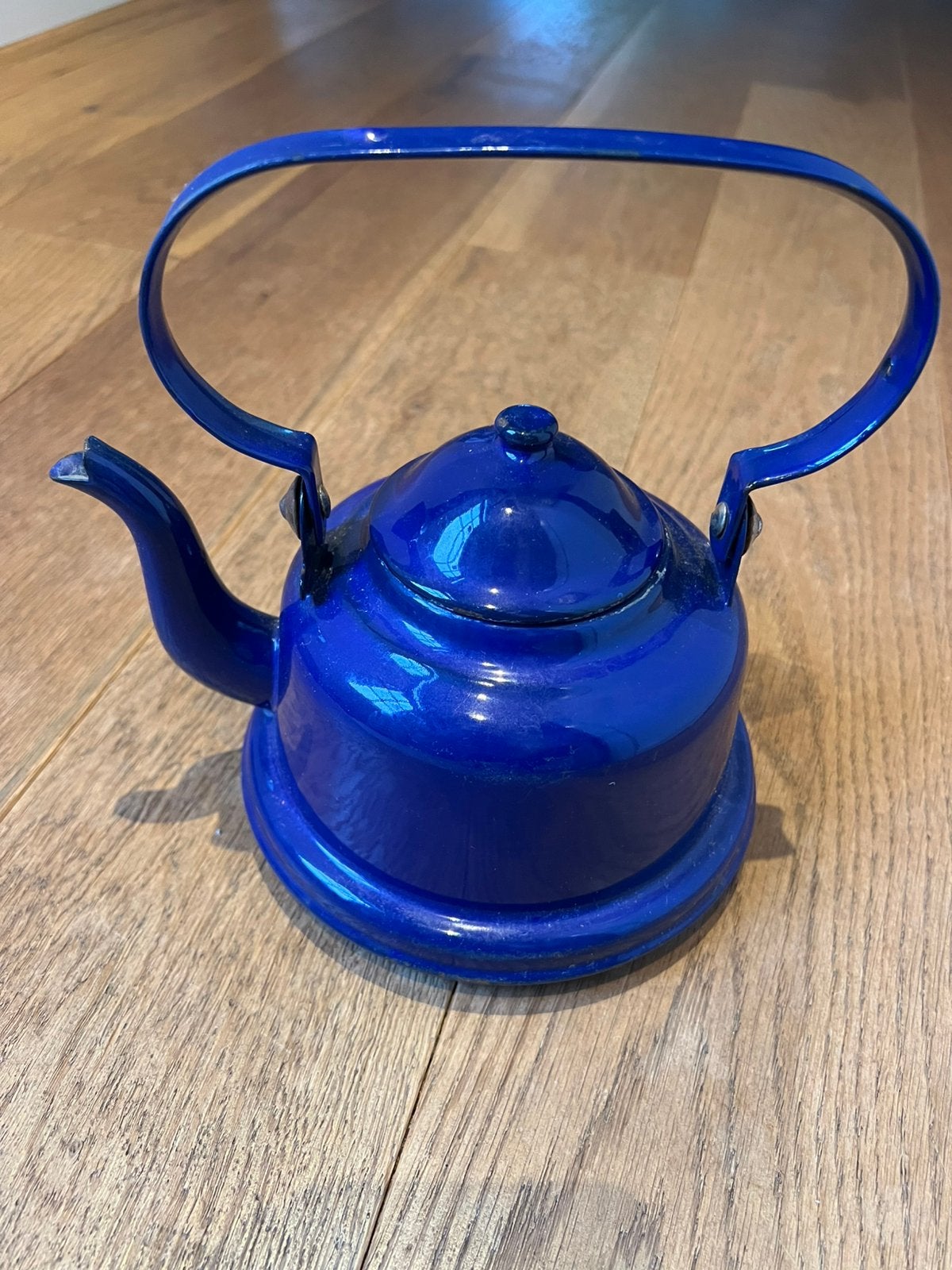Vintage blauwe emaille fluitketel, Ophalen of Verzenden