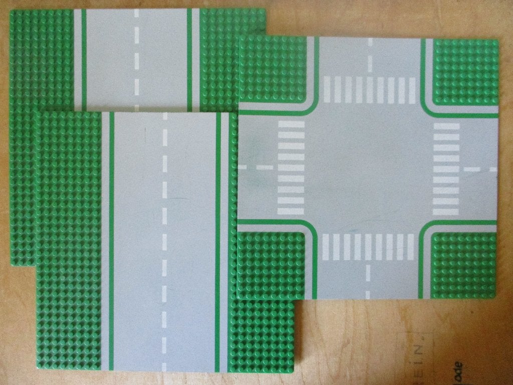 Lego grondplaat 2x weg, 1x kruispunt, Ophalen of Verzenden, Gebruikt, Grondplaat, Lego