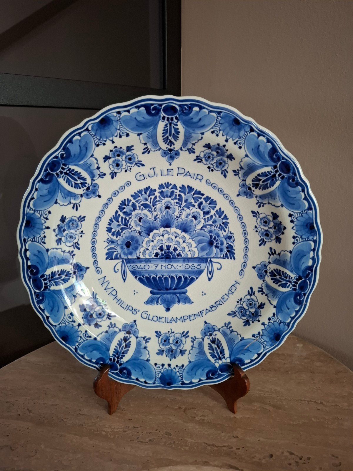 Delfts Blauw Bord Porceleyne Fles 1965 - Philips Jubileum, Antiek en Kunst, Ophalen of Verzenden