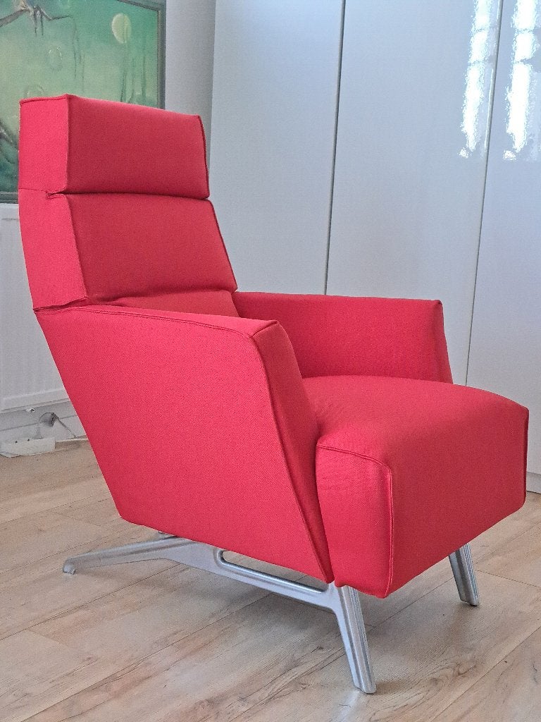 Stijlvolle, strakke, rode design fauteuil Design on Stock, Huis en Inrichting, Fauteuils, 75 tot 100 cm, Ophalen of Verzenden