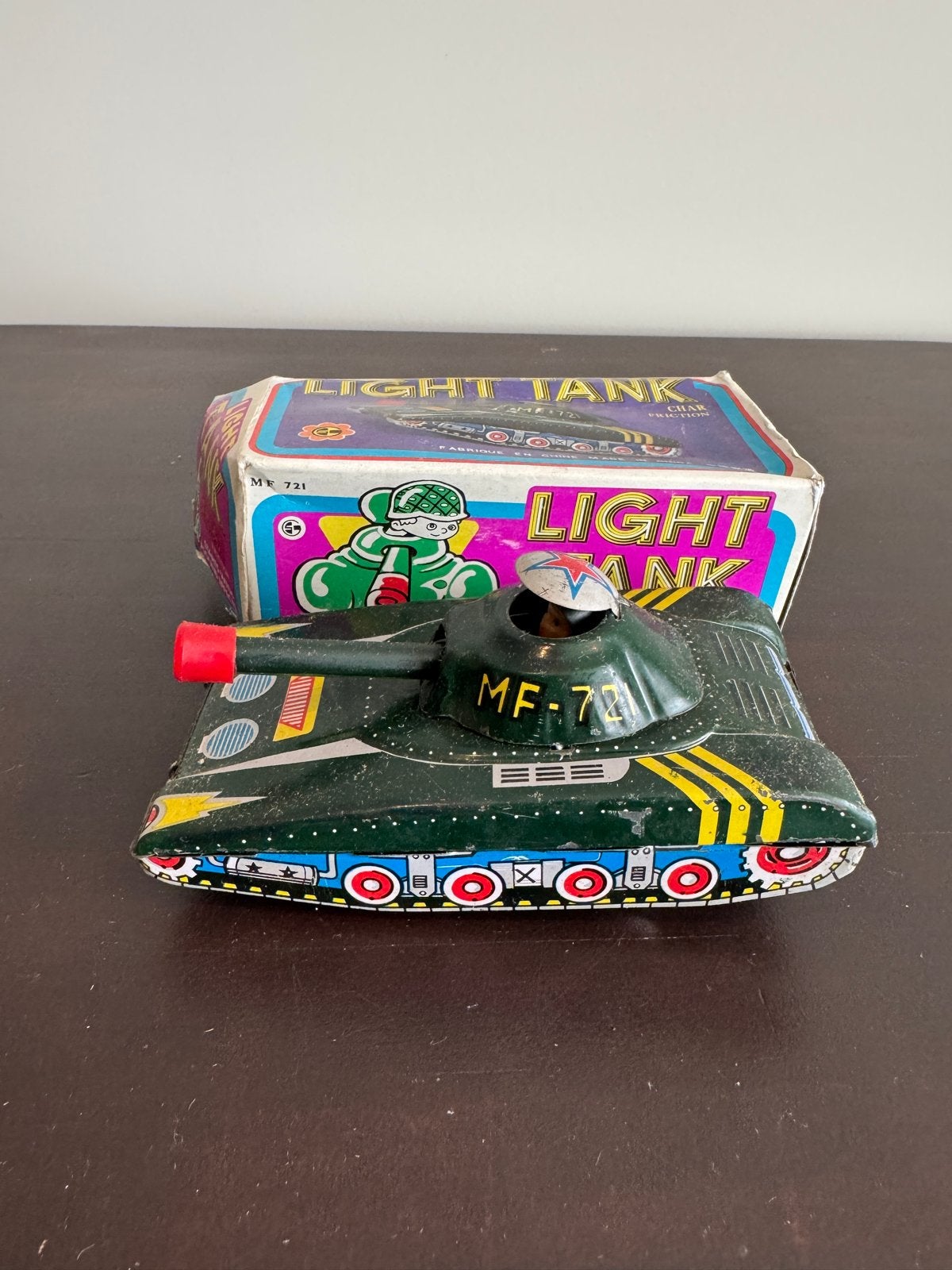 Vintage MF-72 Light Tank blikken speelgoed met doos, Ophalen of Verzenden, Gebruikt