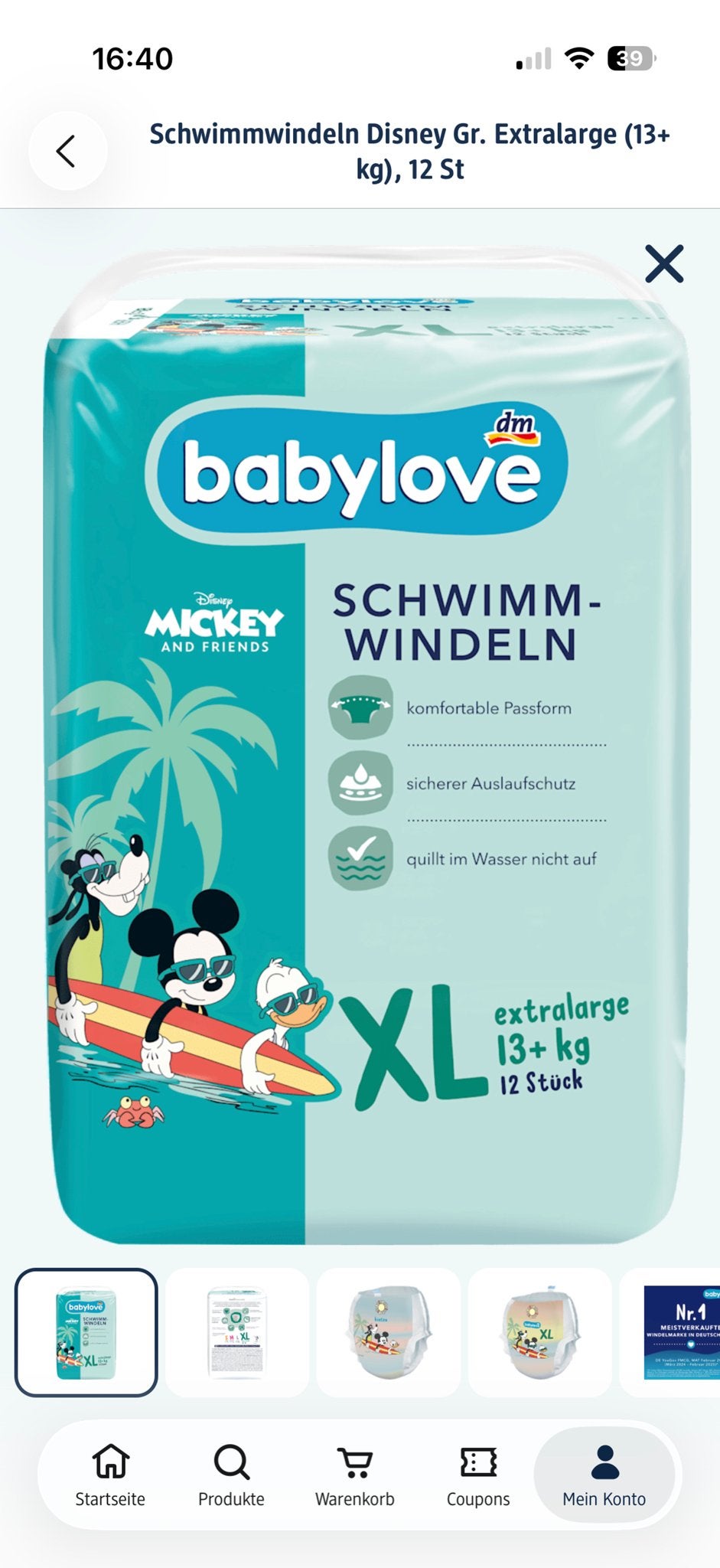 Zwemluiers XL (13+ kg) - 22 stuks, Ophalen, Zo goed als nieuw