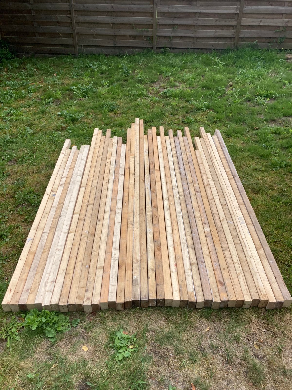 36 houten balken 50x70 lengtes variëren tussen 1900-2700mm, Ophalen, Gebruikt, Hout