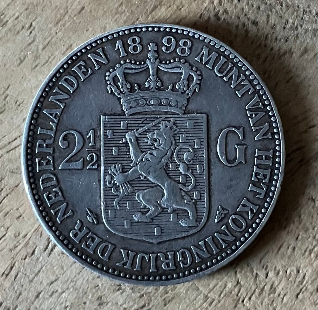 2,5 gulden 1898 Wilhelmina, Postzegels en Munten, Munten | Nederland, Ophalen, Zilver, Koningin Wilhelmina, Losse munt