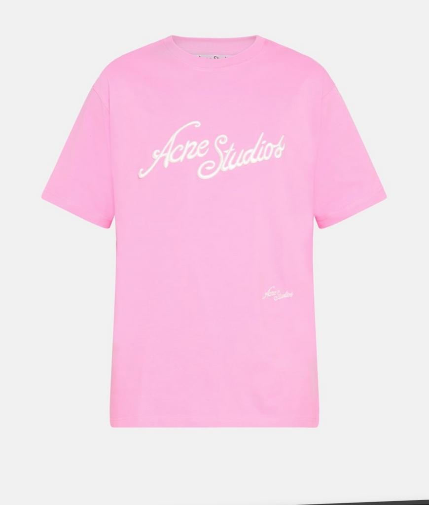 Acne Studios Roze T-shirt met Geborduurd Logo, Kleding | Heren, T-shirts, Ophalen of Verzenden, Nieuw, Roze