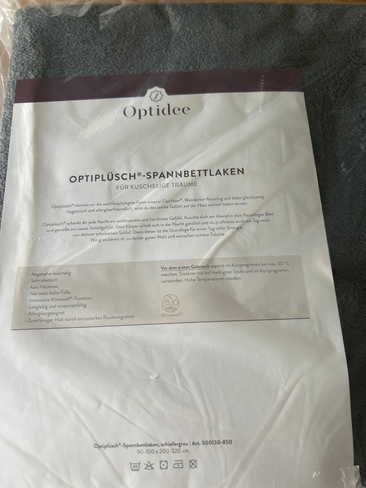 Optidee Optiplüsch Hoeslaken - Schiefergrau, Huis en Inrichting, Slaapkamer | Beddengoed, Eenpersoons, Hoeslaken of Sloop, Nieuw