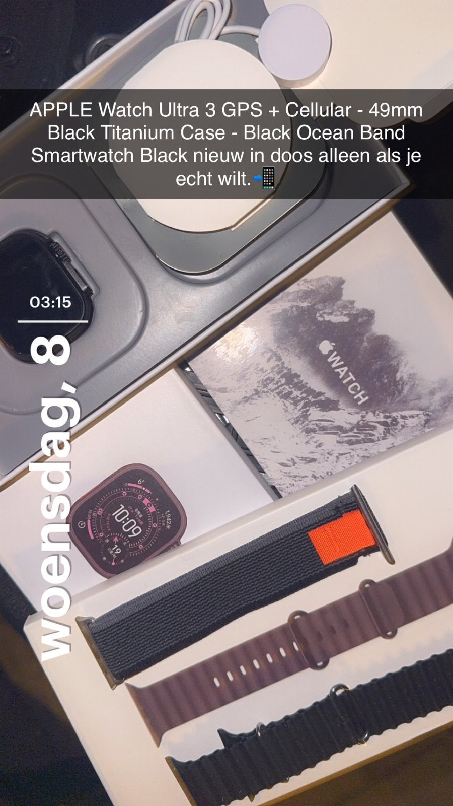 Apple Watch Ultra 3 GPS + Cellular 49mm Zwart, Afstand, Zwart, IOS, Nieuw