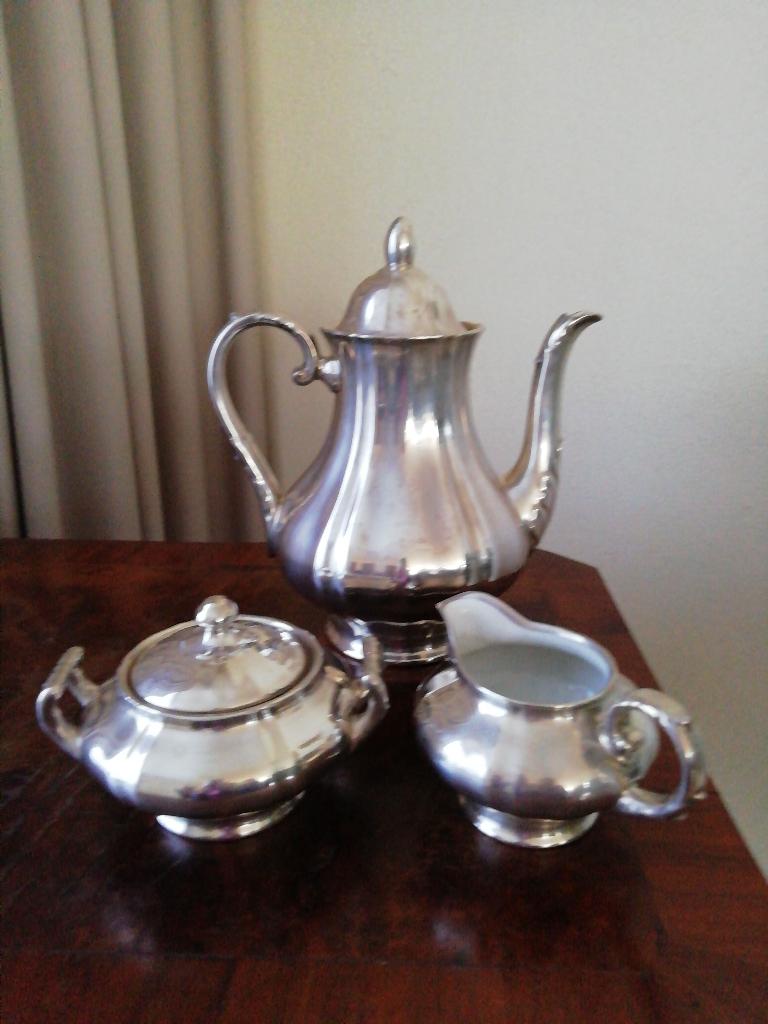Verzilverd theeservies, Antiek en Kunst, Ophalen of Verzenden, Zilver