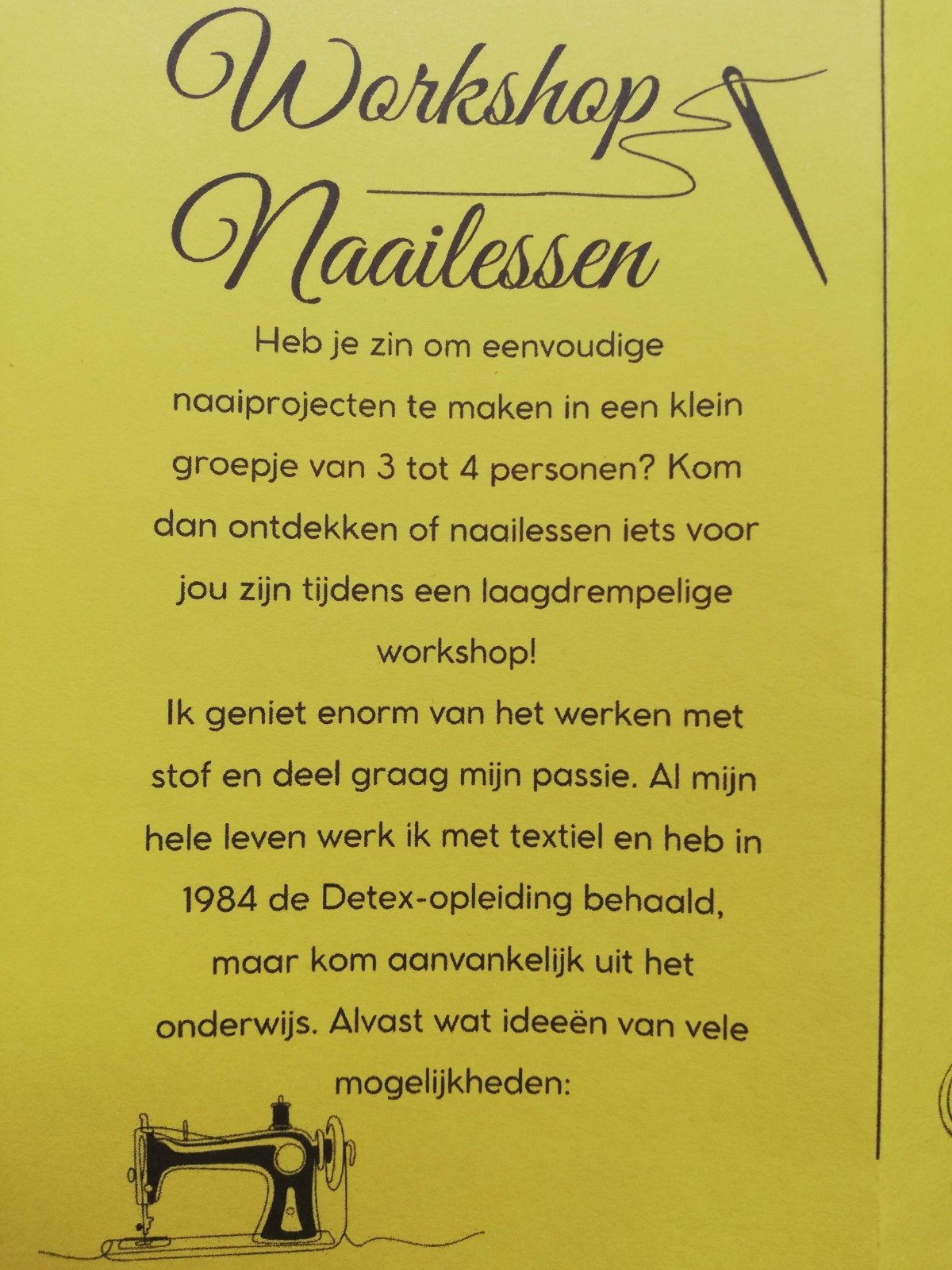Naailessen cursus omgeving Uden, Ophalen of Verzenden, Nieuw