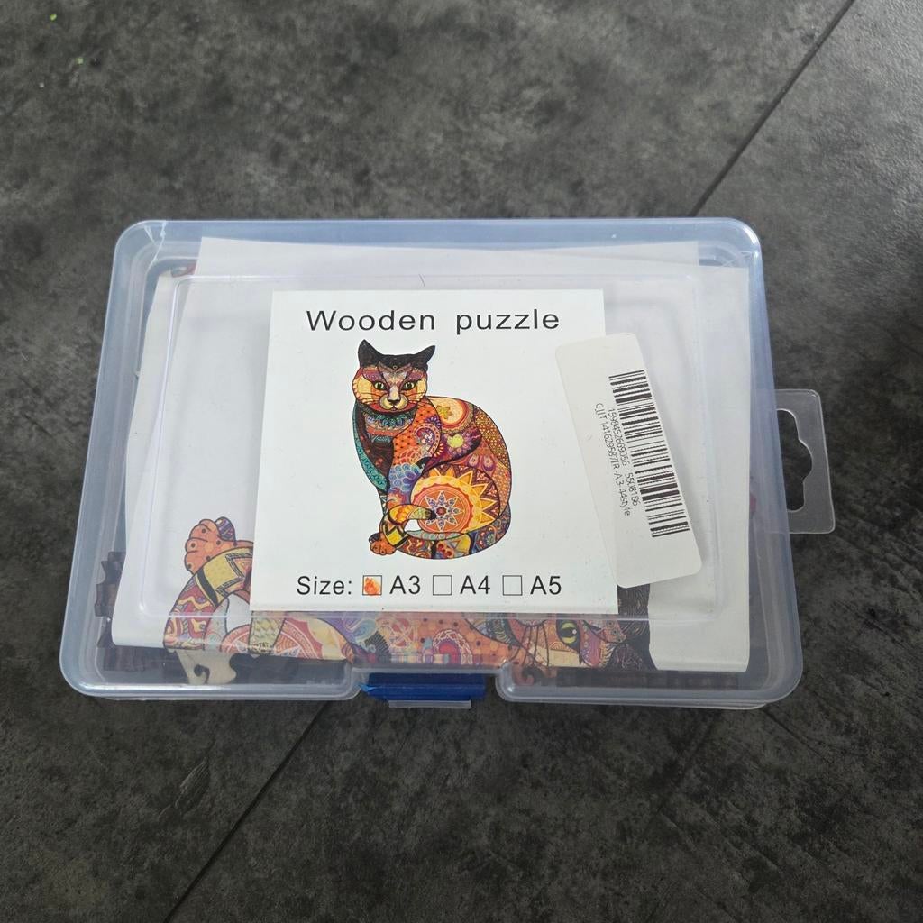 Houten puzzel kat en leeuw, Ophalen of Verzenden