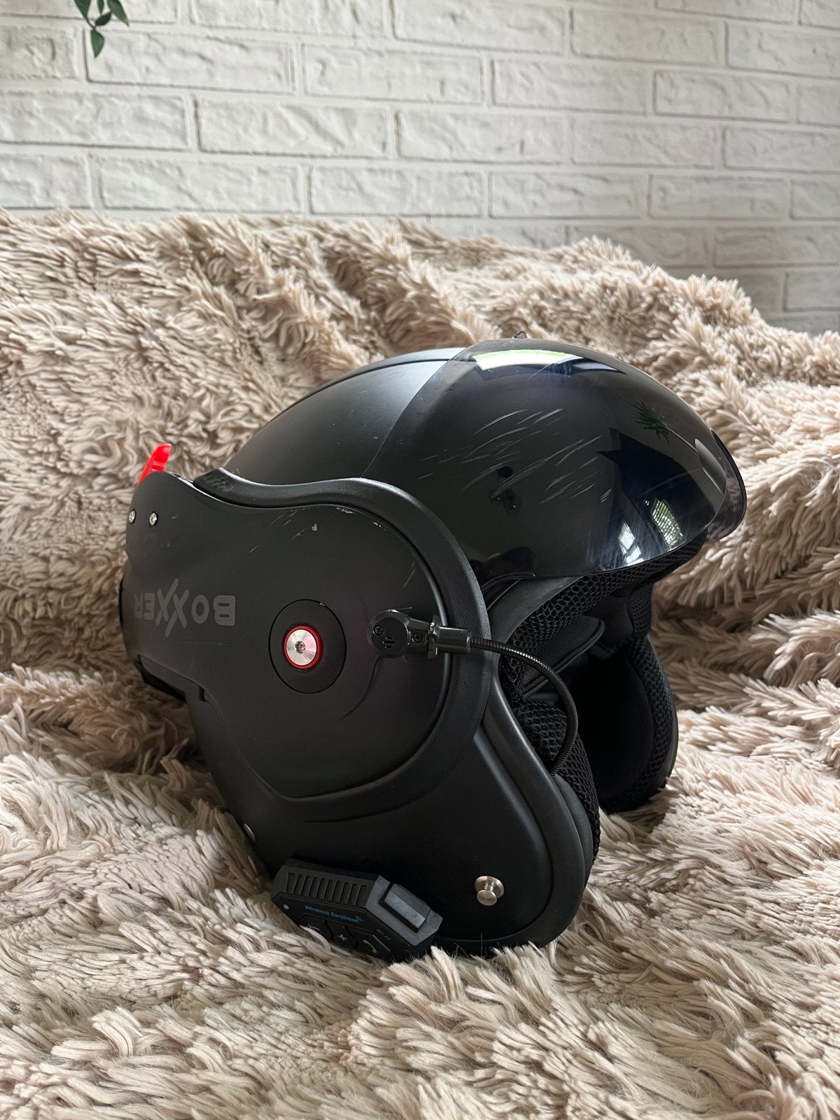 RO9 Boxxer helm + clear vizier, Fietsen en Brommers, Brommerhelmen, Gebruikt, Small, Verzenden
