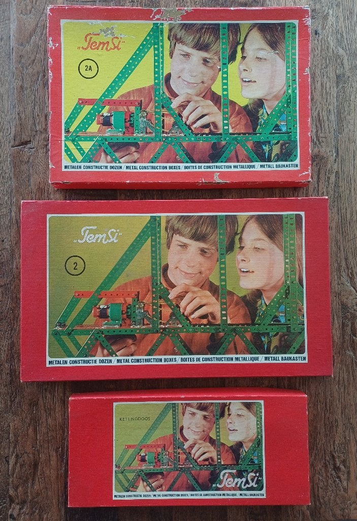 3 Temsi Meccano Bouwdozen Metalen Constructie Doos voor € 35, Ophalen