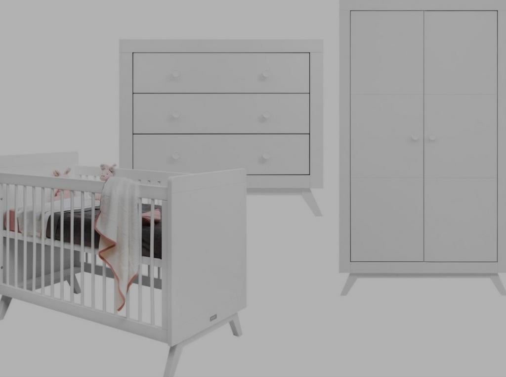 Bopita Fiore Babykamer: Ledikant, Commode, Kledingkast, Kinderen en Baby's, Kinderkamer | Complete kinderkamers, Ophalen, Zo goed als nieuw