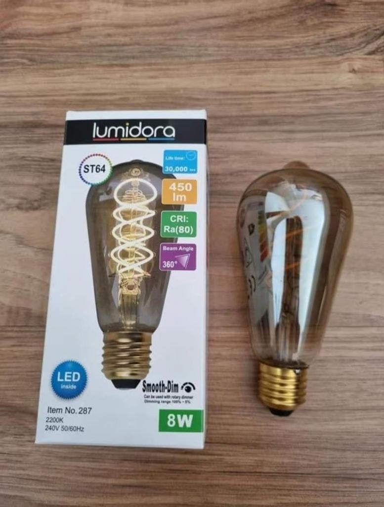 Lumidora lampen 8Watt - 2 stuks, Ophalen of Verzenden, Zo goed als nieuw, E27 (groot), Led-lamp