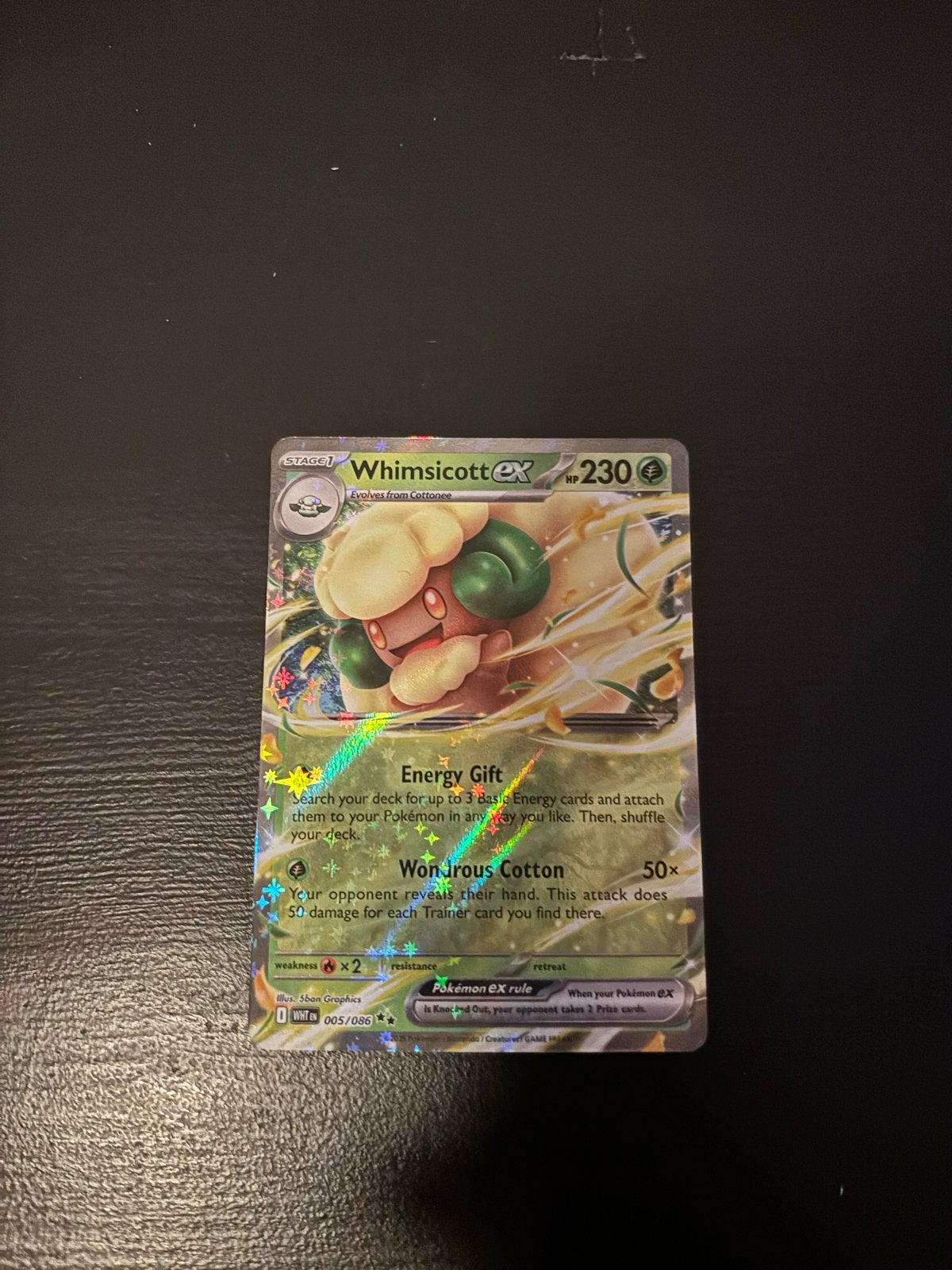 Whimsicott EX 005/086 - Full Art Pokémon Kaart, Ophalen of Verzenden, Zo goed als nieuw, Losse kaart, Foil