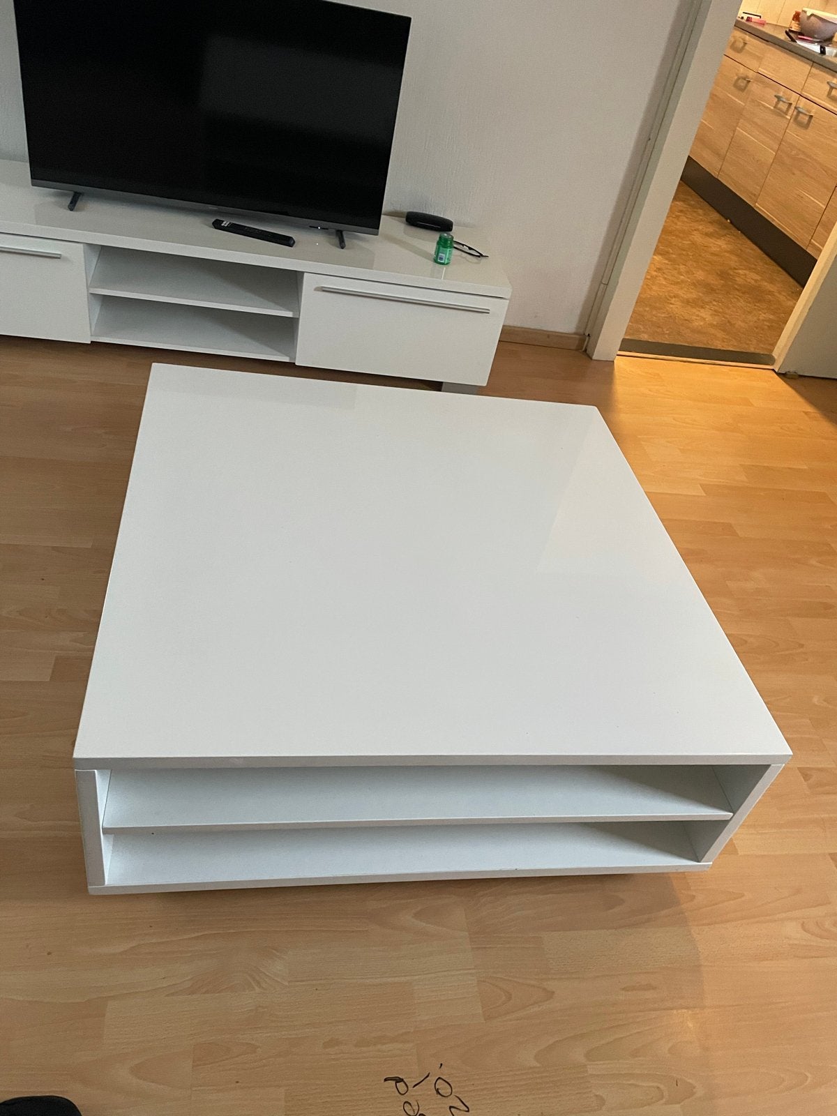 Witte Salontafel met Opbergruimte, Ophalen, Gebruikt, Vierkant, 50 tot 100 cm