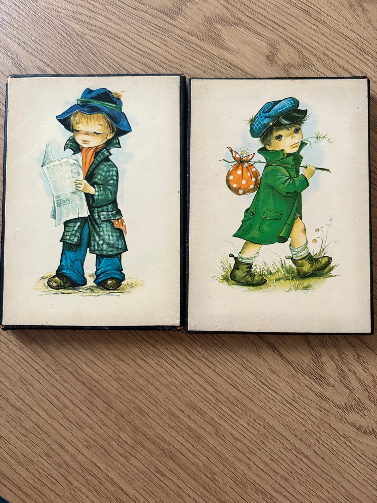 Vintage Jaren '60 'Big Eyes' Kinderen Wanddecoratie (2 stuks, Minder dan 50 cm, Gebruikt, Ophalen of Verzenden, Print