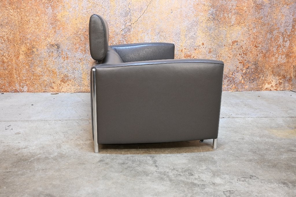 ZGANieuw! grijze stoffen Leolux Goncharov design bank, Leolux, Leolux, Tweepersoons, 75 tot 100 cm