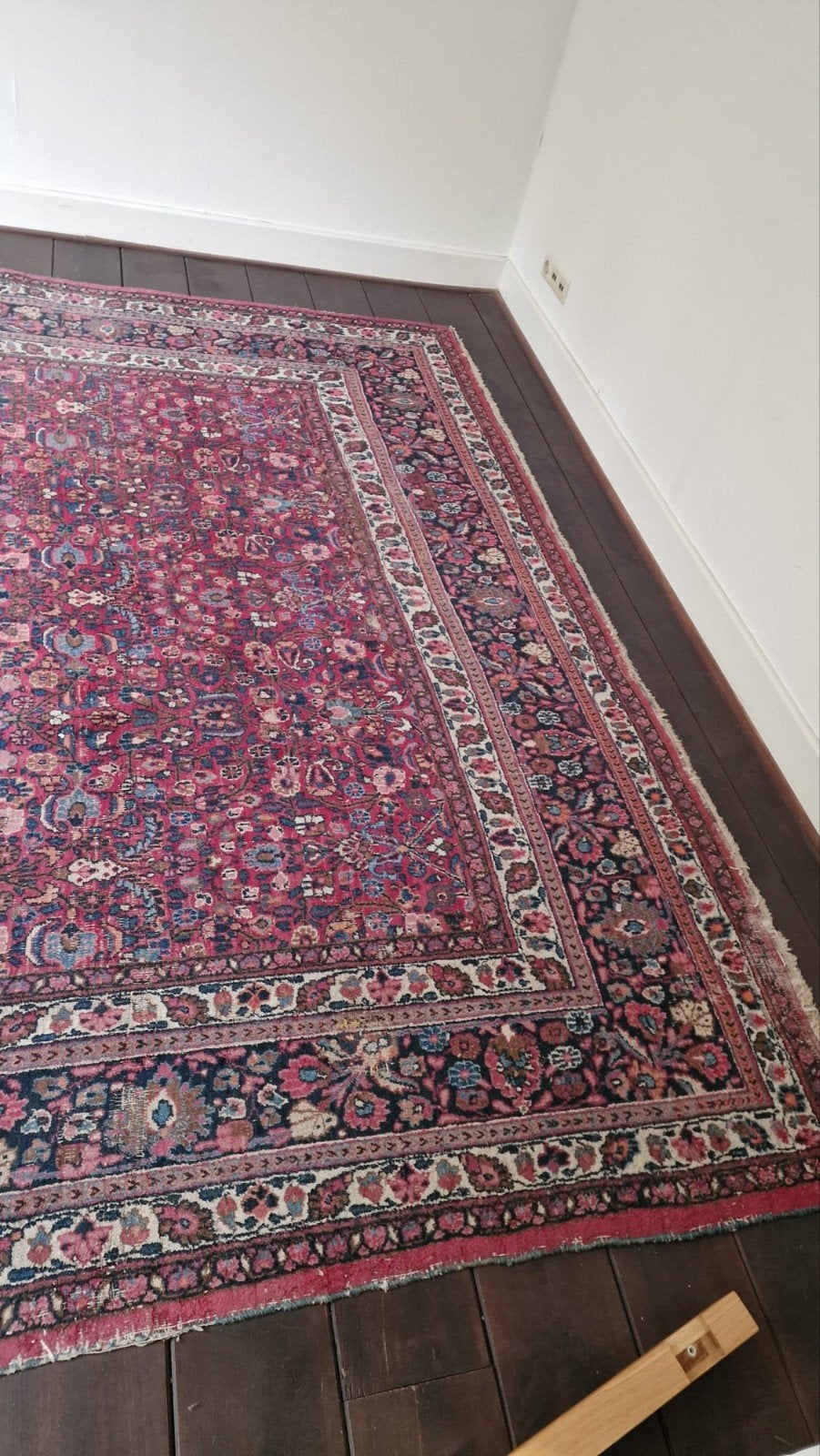 Vintage Perzisch tapijt 413x268 cm met slijtage, Huis en Inrichting, Stoffering | Tapijten en Kleden, Ophalen, Gebruikt, Blauw