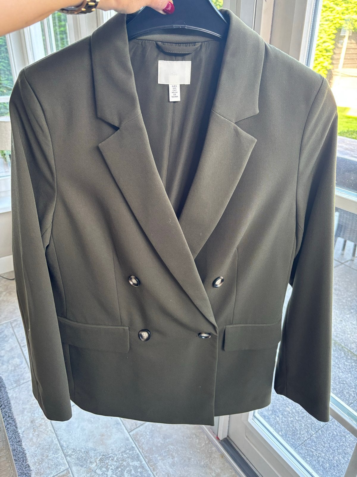 Groen dubbel breasted H&M colbert - Maat S, Nieuw, Ophalen of Verzenden, Jasje, Maat 36 (S)