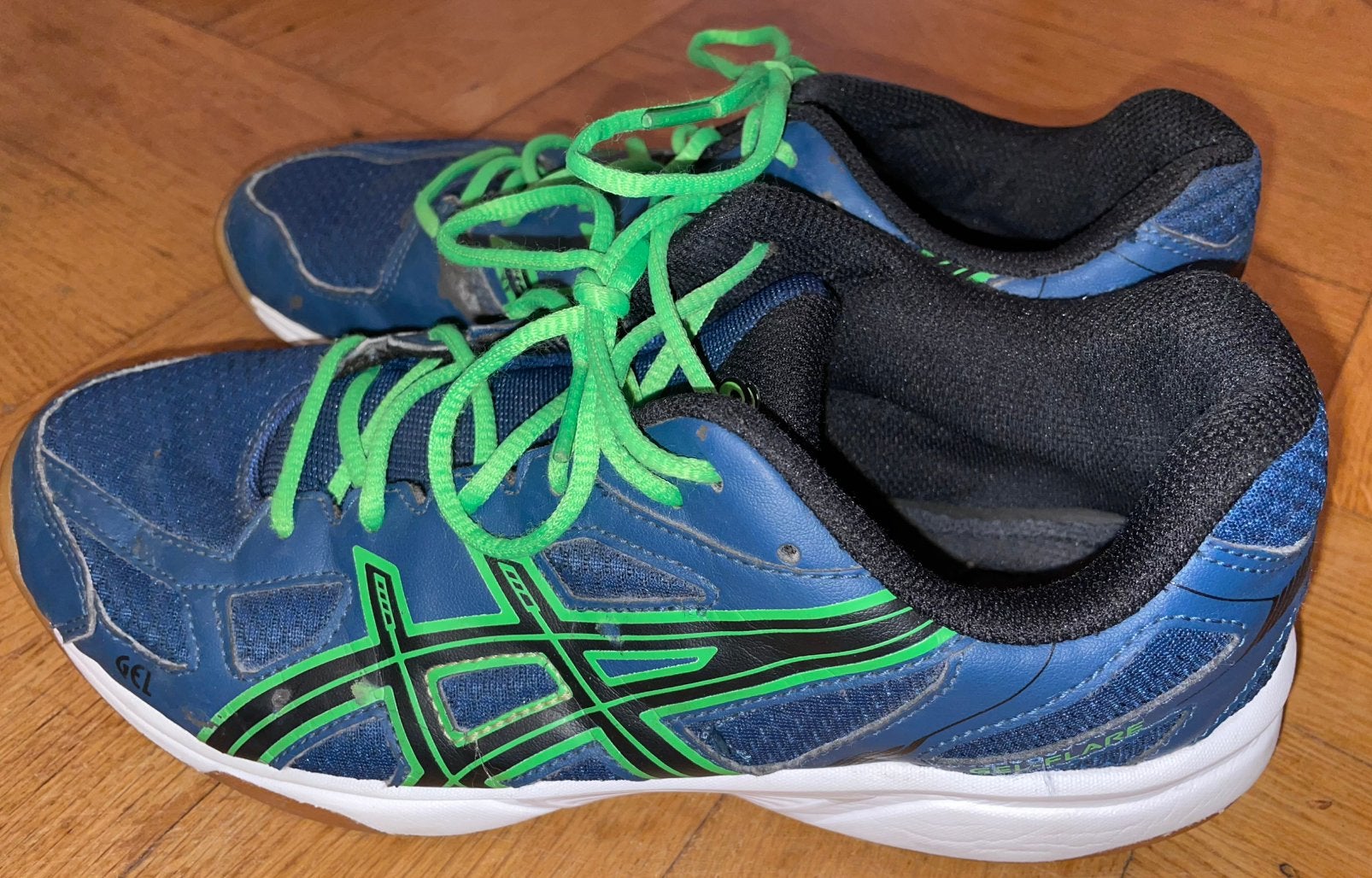 ASICS Gel Sportschoenen - Blauw/Groen - Maat 38 zaalhockey, Ophalen of Verzenden, Zo goed als nieuw, Schoenen