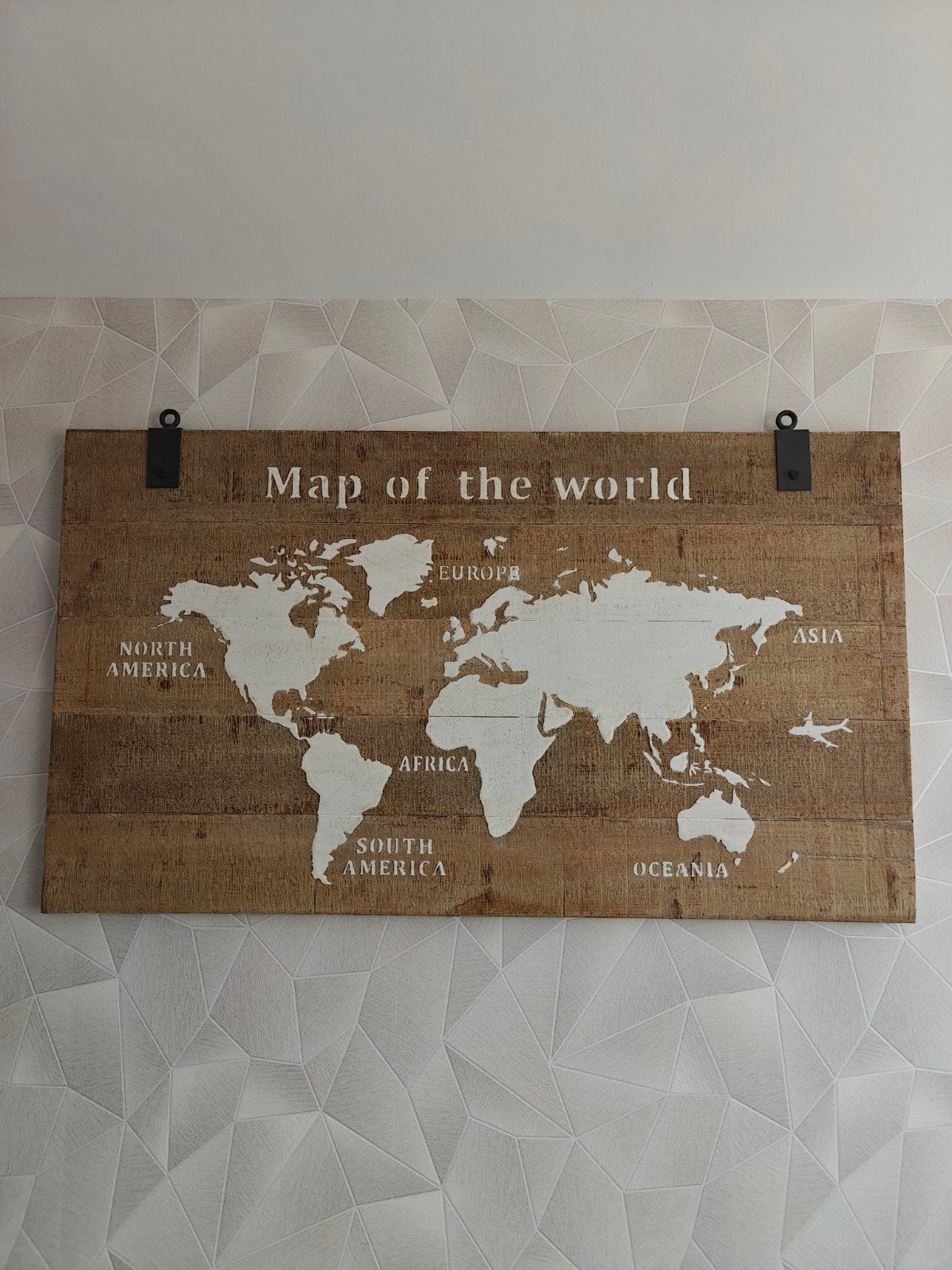 Houten Wereldkaart Wanddecoratie - Map of the world, Huis en Inrichting, Ophalen, Zo goed als nieuw