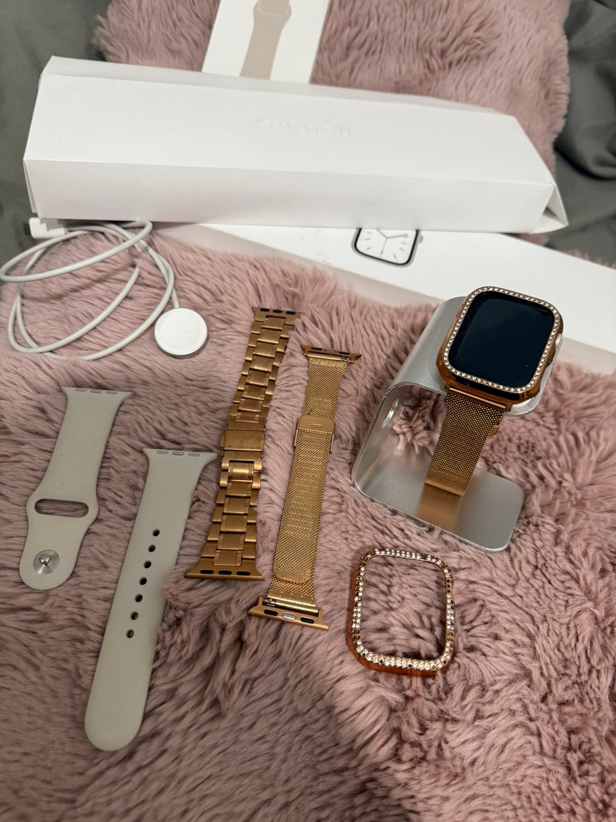 Apple Watch Series 7 45mm Starlight Aluminium met extra's, Afstand, IOS, Ophalen of Verzenden, Zo goed als nieuw