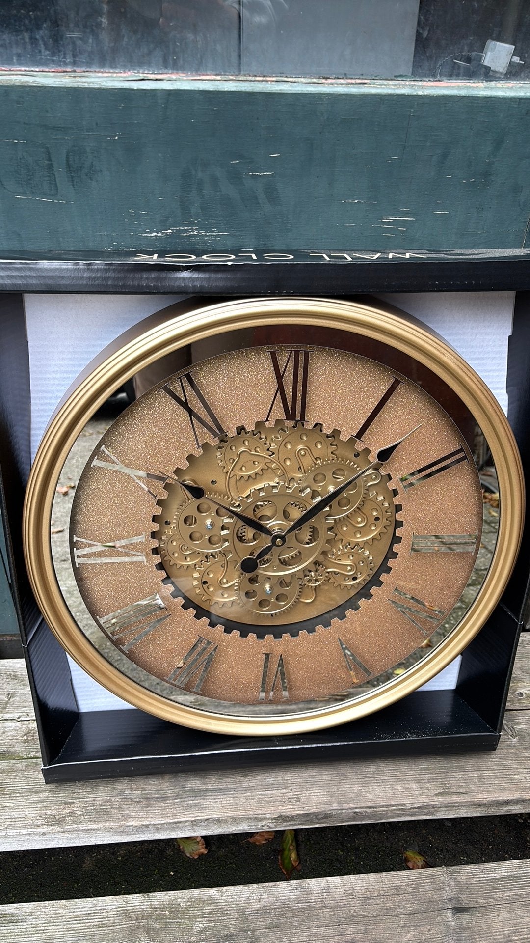 Gouden klok nog nieuw in doos, Ophalen, Goud, Wandklok, Analoog