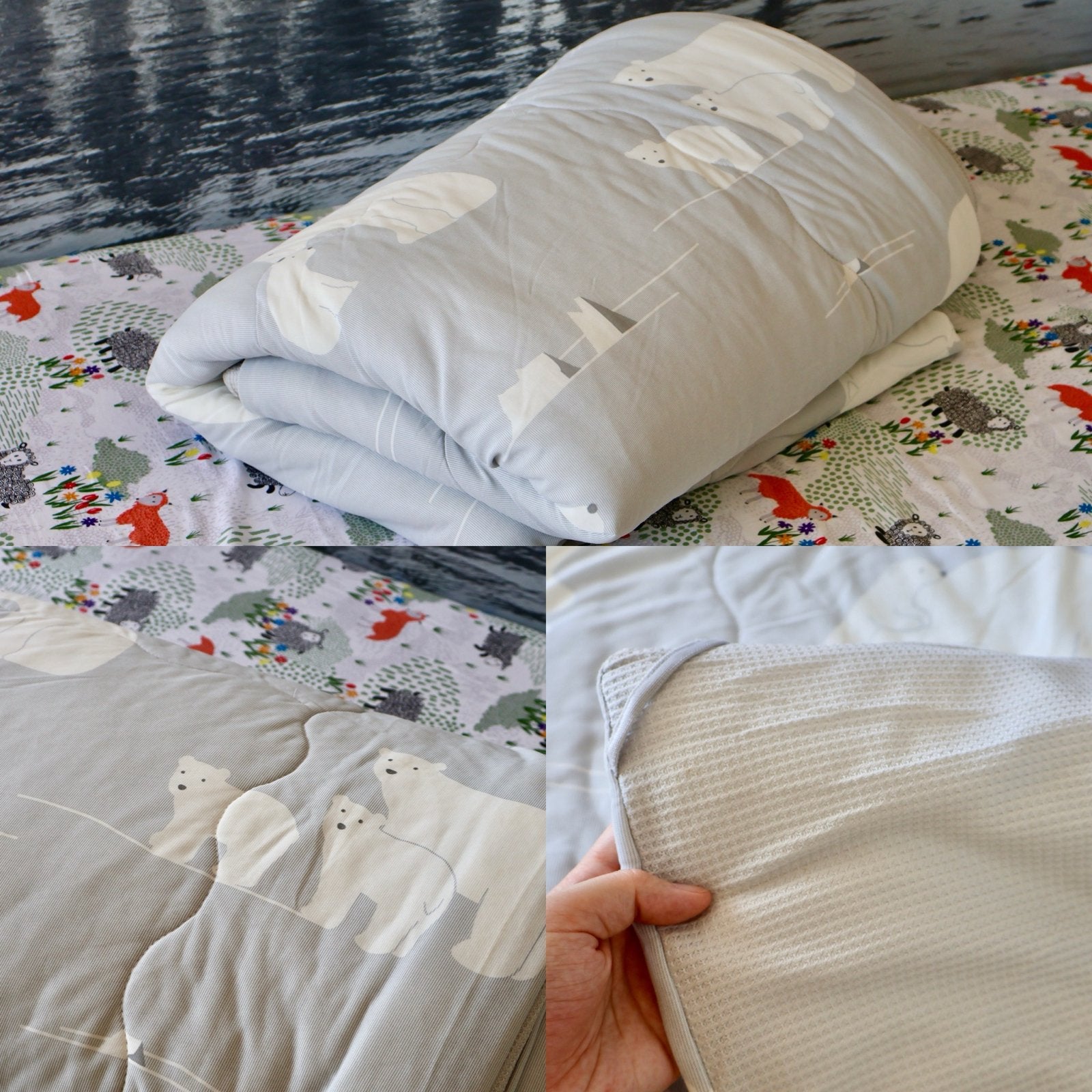 Cooling blanket with polar bear pattern, Dubbelzijdig, Ophalen of Verzenden, Zo goed als nieuw, Grijs