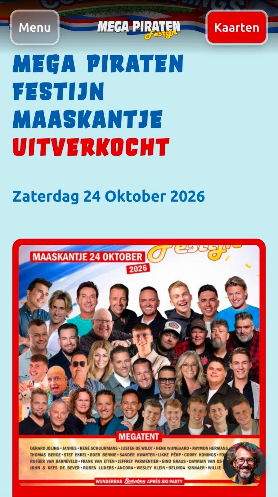 Mega Piraten Festijn, Maaskantje, 2x toegang, Twee personen, Oktober, Levenslied