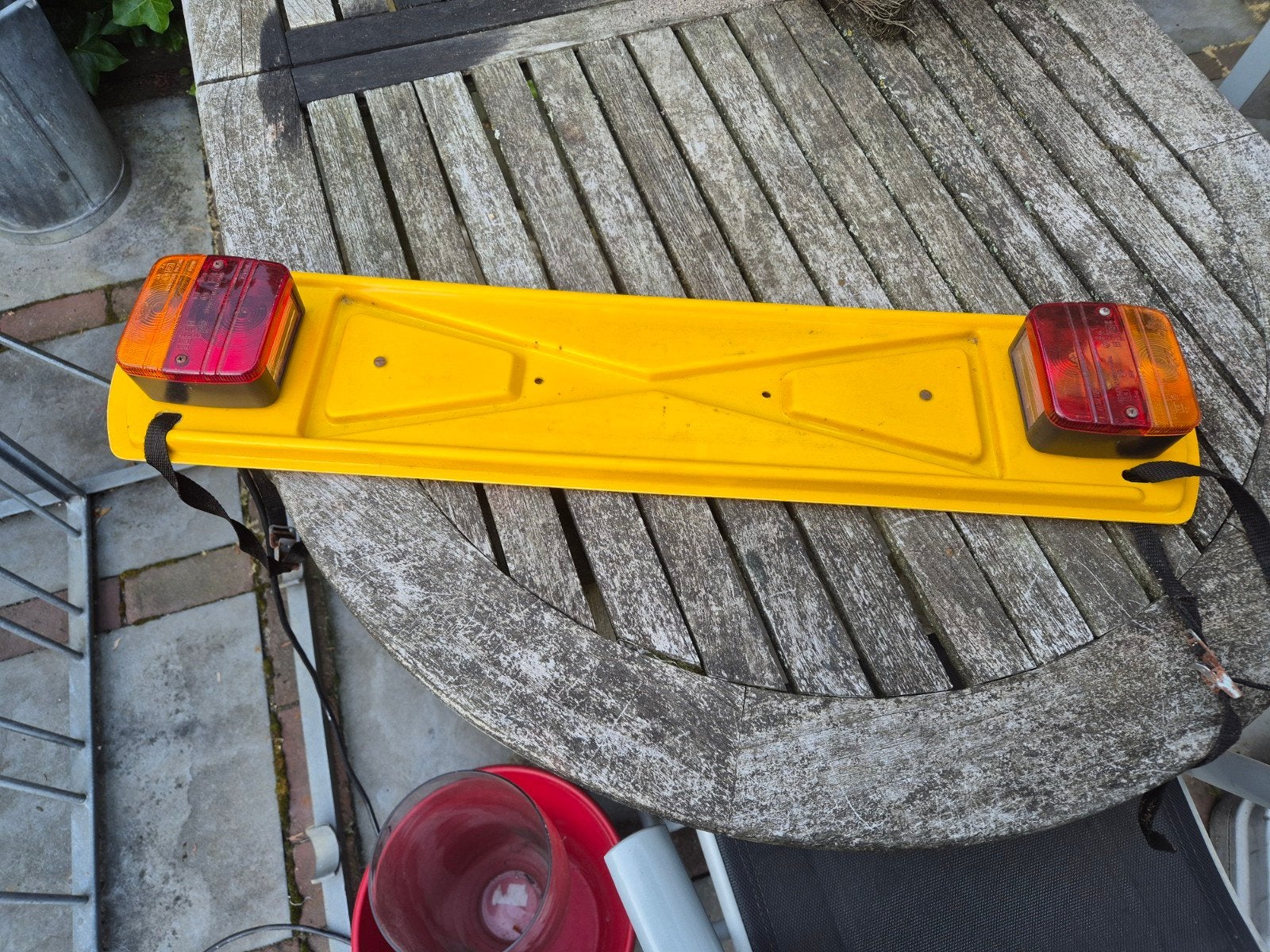Gele verlichtingsbalk voor aanhanger/fietsendrager, Auto diversen, Fietsendragers, Ophalen of Verzenden, Gebruikt