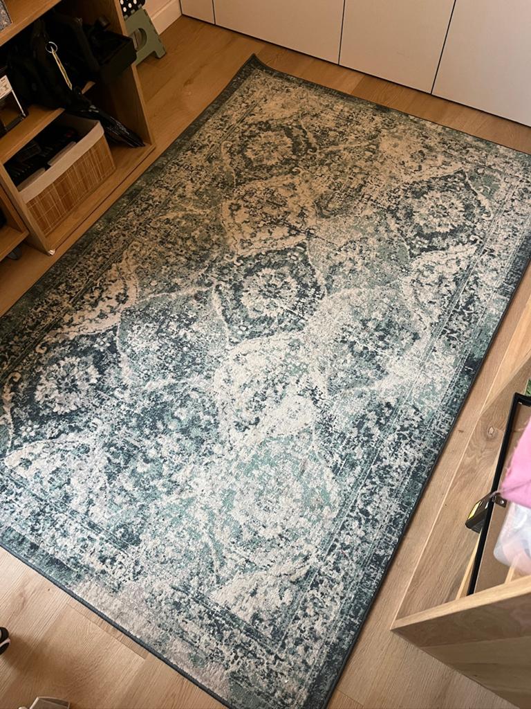 Blauw vloerkleed Vonsbäck, Huis en Inrichting, Ophalen, 100 tot 150 cm, Blauw, 200 cm of meer