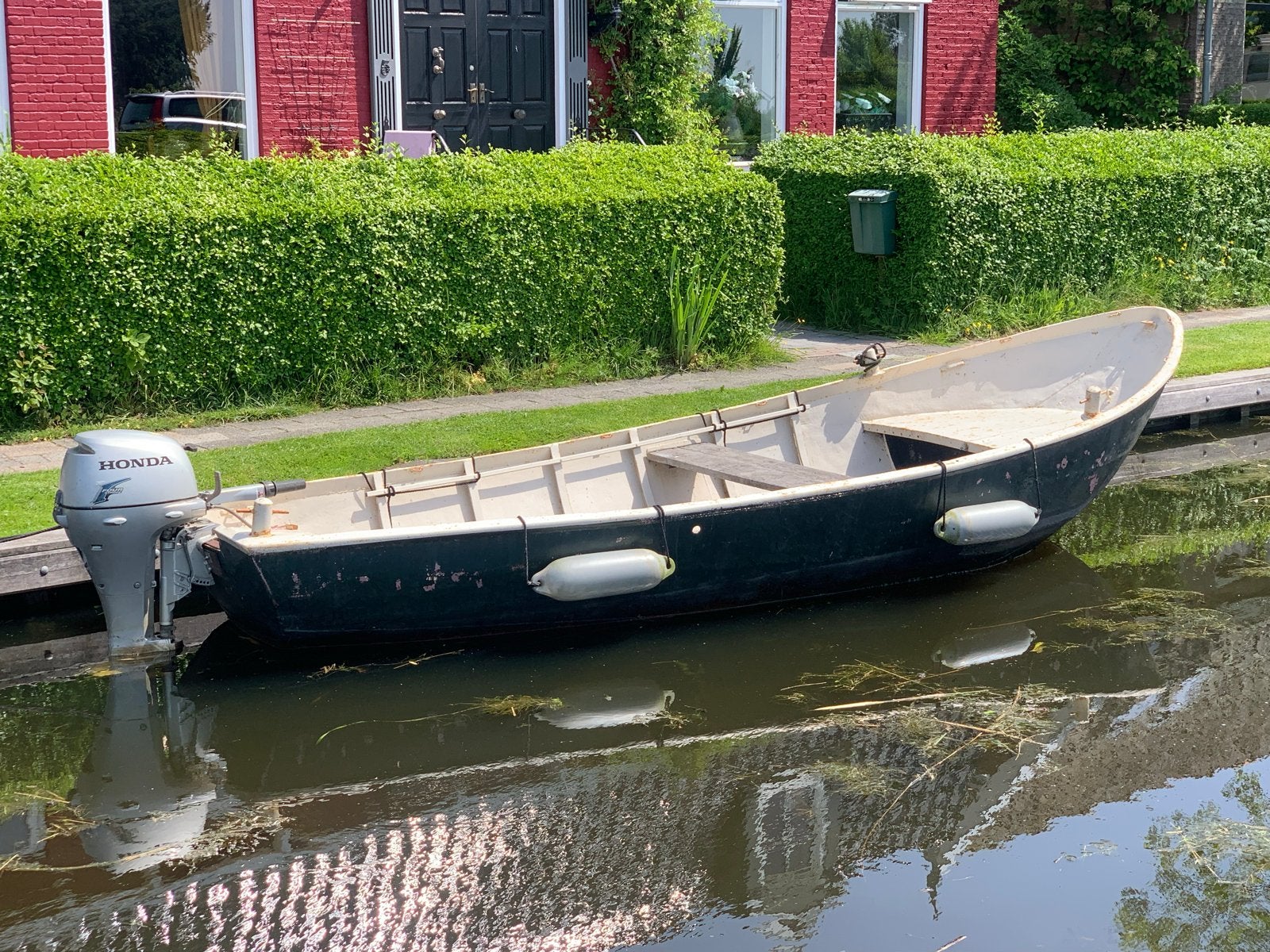 Stalen Vlet met 8 pk Honda buitenboordmotor, Watersport en Boten, Gebruikt, Vlet, Buitenboordmotor, Ophalen