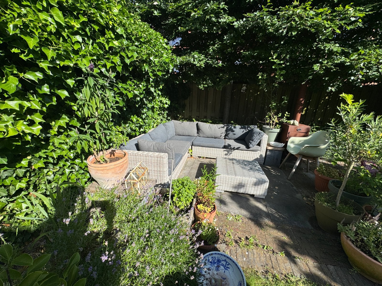 Wicker loungeset van Intratuin, Ophalen, 5 zitplaatsen, Gebruikt, Bank