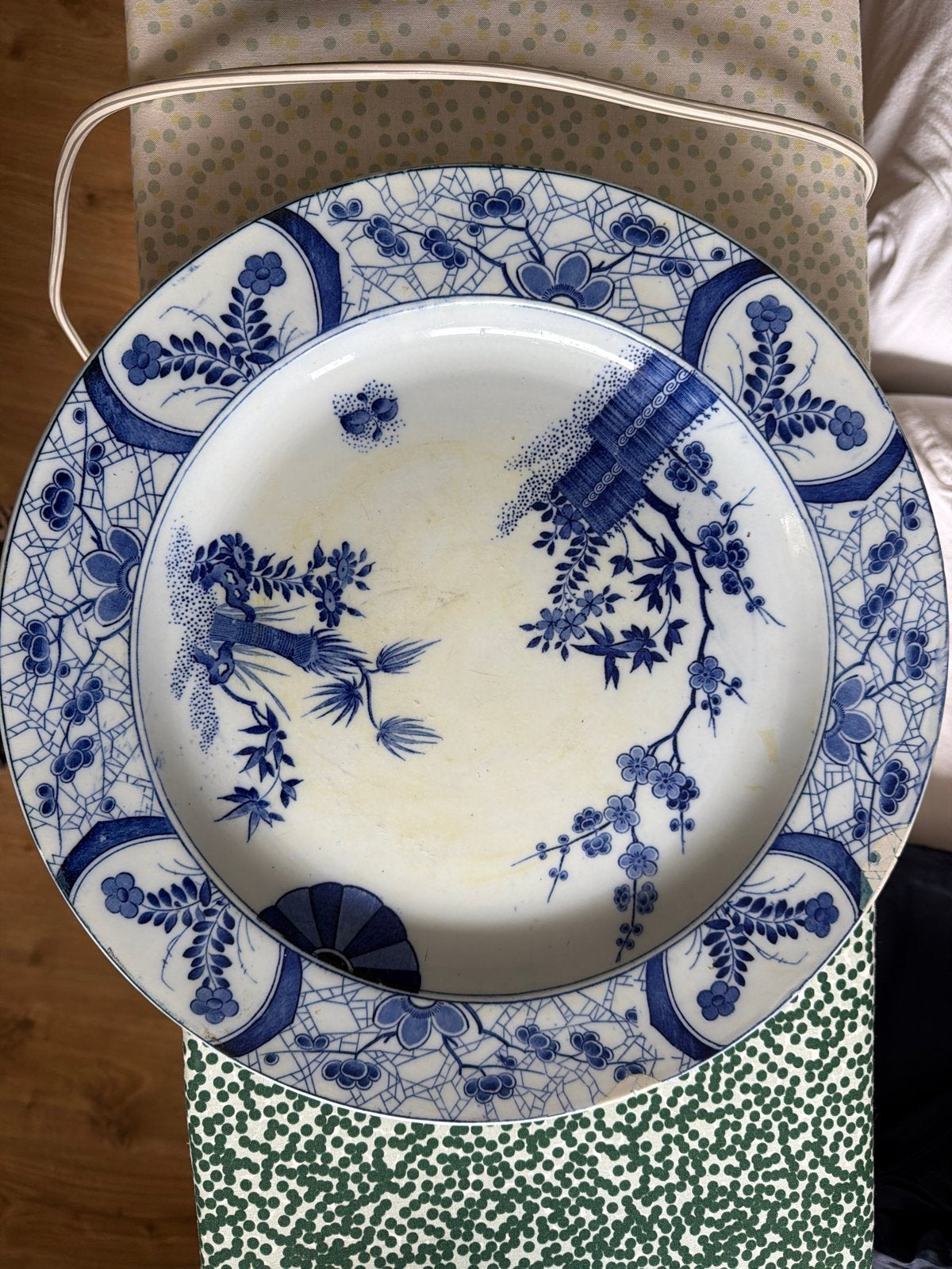 Antiek Wandbord - Gien Montereau Blauw-Wit Decor, Ophalen of Verzenden