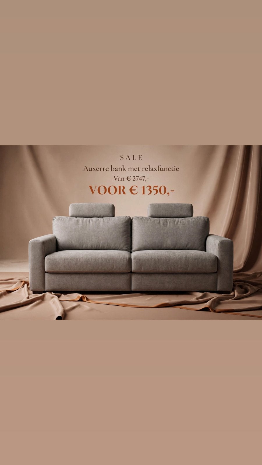 UrbanSofa Auxerre relaxbank, elektrisch verstelbaar, Huis en Inrichting, Ophalen, Driepersoons, 75 tot 100 cm, Zo goed als nieuw