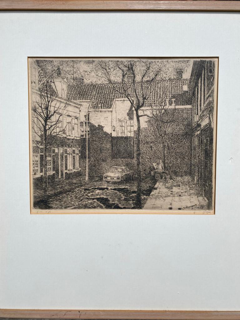 Ets Hannemanstraat 5a Den Haag, gesigneerd J. van Dijk, Antiek en Kunst, Kunst | Etsen en Gravures, Stadsgezicht, Ophalen of Verzenden
