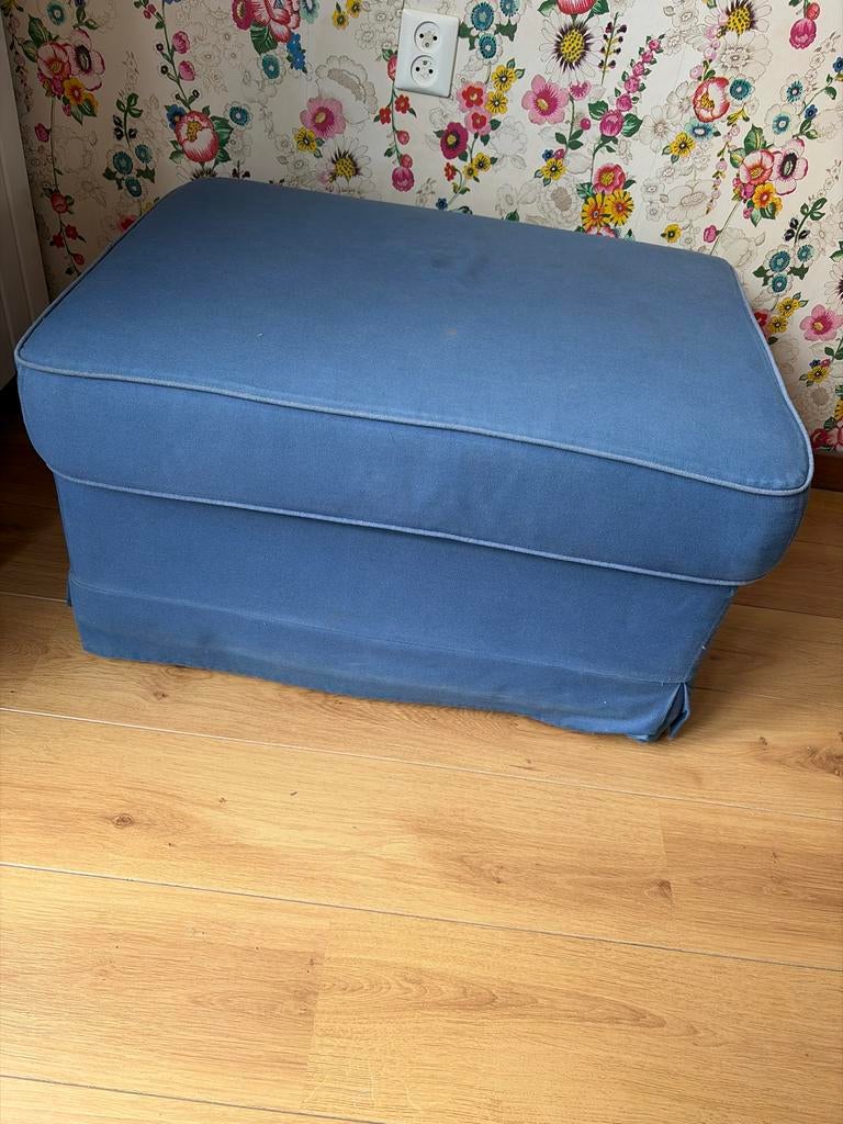 Blauwe poef ikea, Ophalen, Gebruikt, Vierkant, Stof