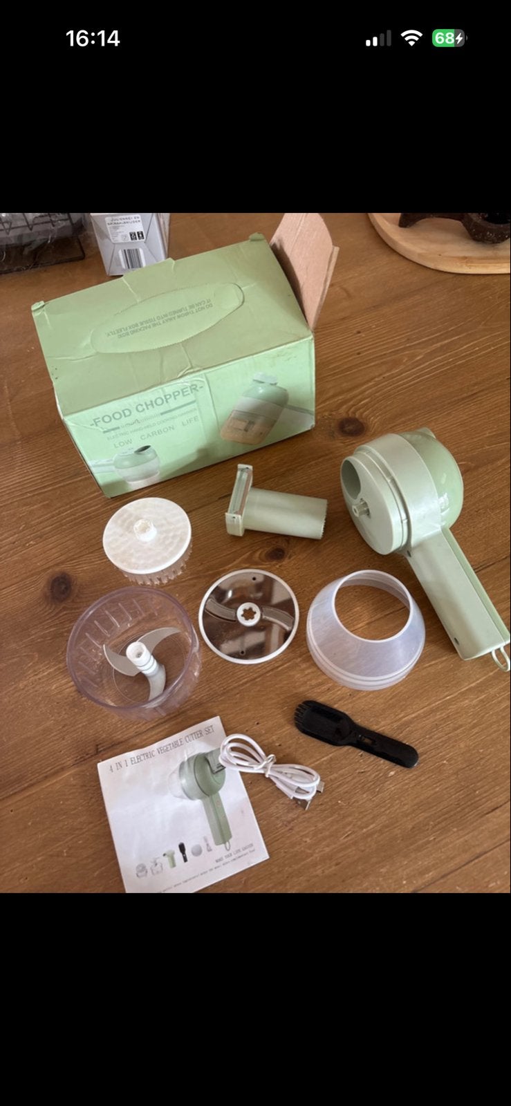 Nieuwe 4-in-1 Elektrische Food Chopper / Groentesnijder, Minder dan 1 liter, Ophalen, Nieuw, 1 snelheid