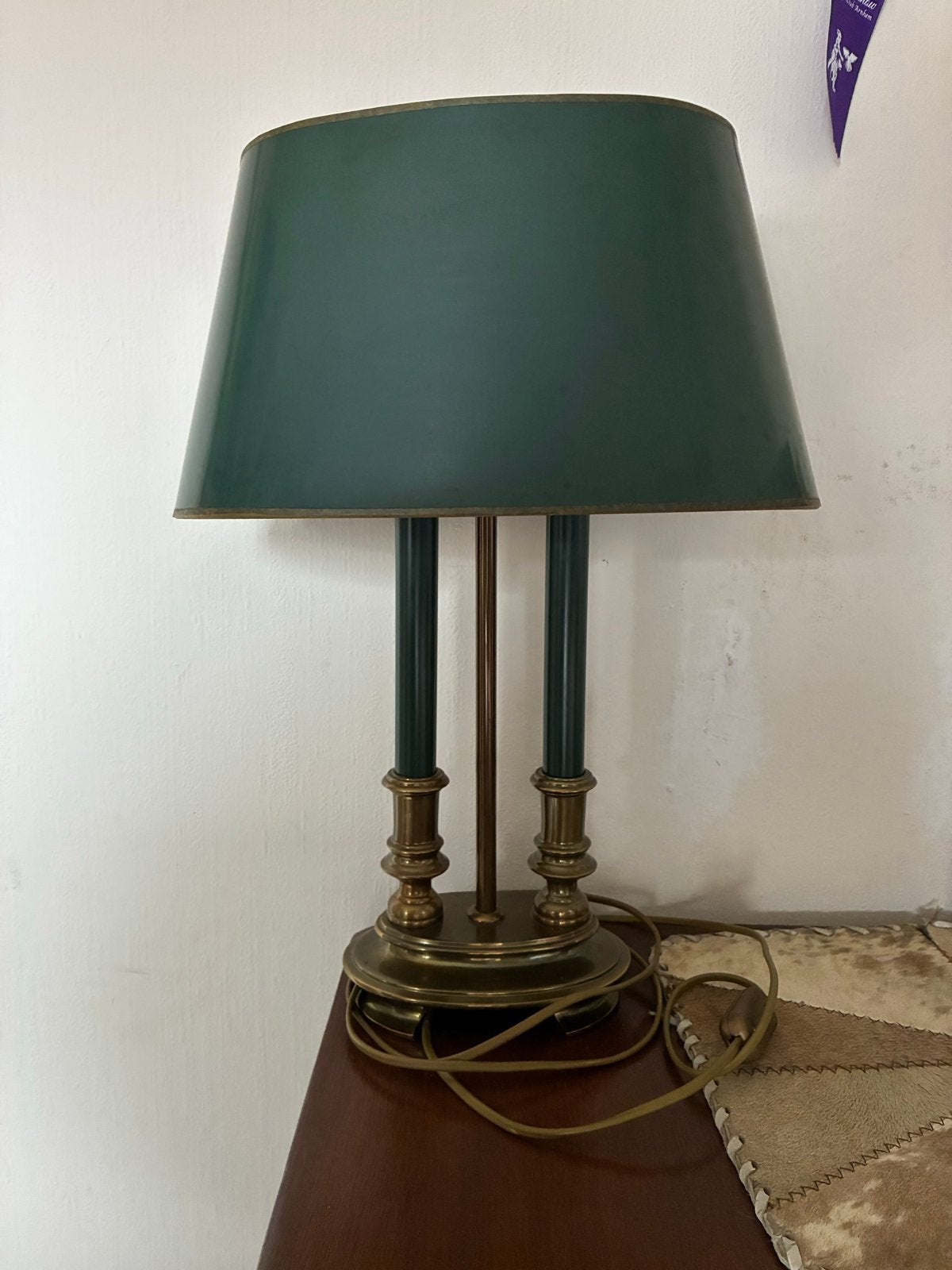 Vintage Klassieke Messing Bouillotte Tafellamp 55 cm, Antiek en Kunst, Ophalen of Verzenden