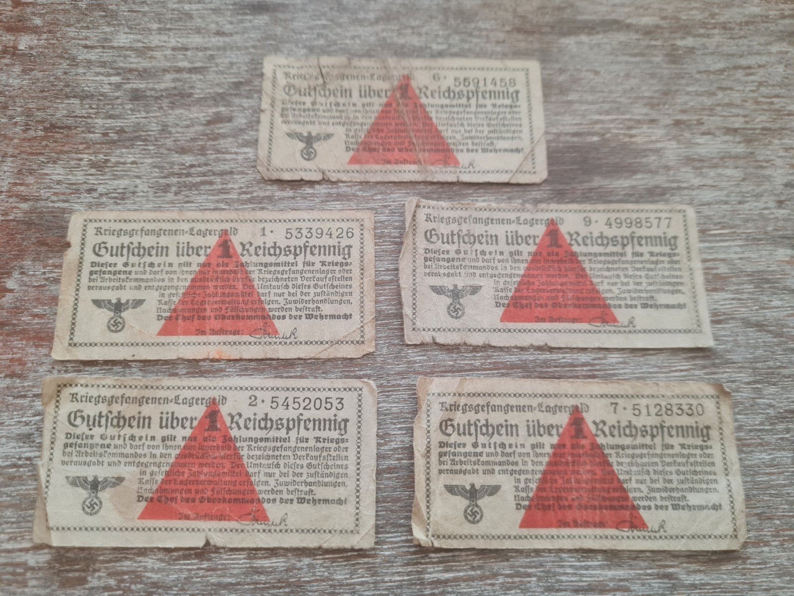 Set 5x 1 pfennig Kriegsgefangenen Tweede Wereldoorlog, Ophalen of Verzenden, Overige soorten, Nederland